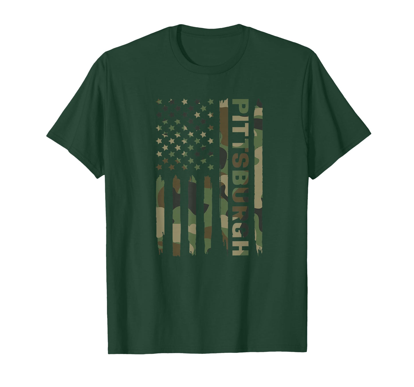 Pittsburgh Camo Military Flag Graphic T-Shirt