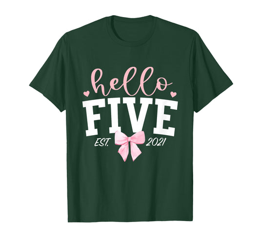 Hello Five Est 2021 5th Birthday Girl Turning 5 T-Shirt