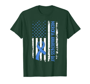 Microtia Awareness Day American Flag Bleu Ribbon T-Shirt
