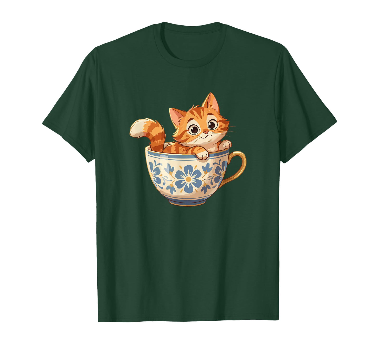 Cute Cat in Floral Teacup for Tea Lovers T-Shirt