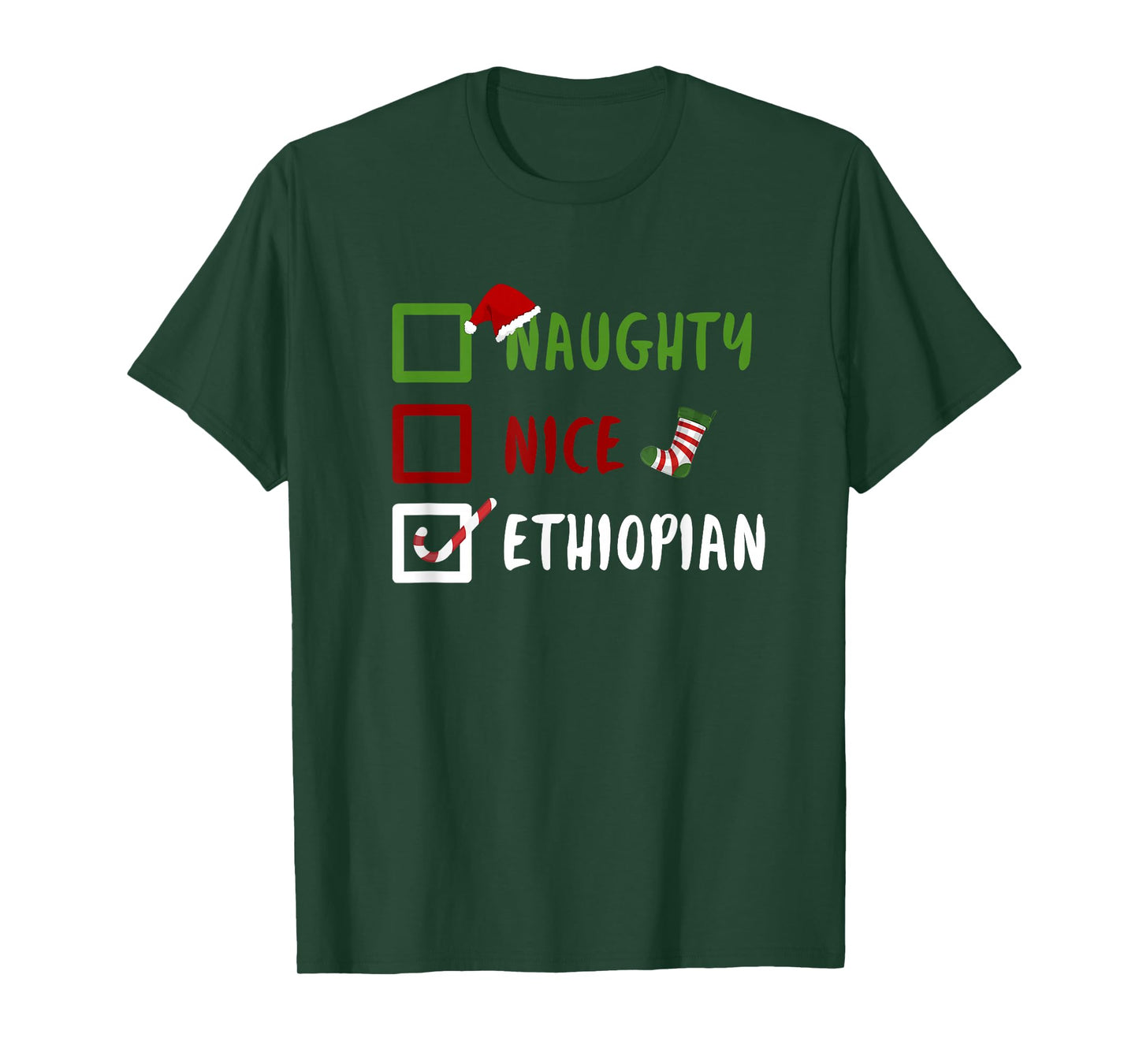 Naughty Nice Ethiopian Funny Ethiopia Christmas Santa T-Shirt