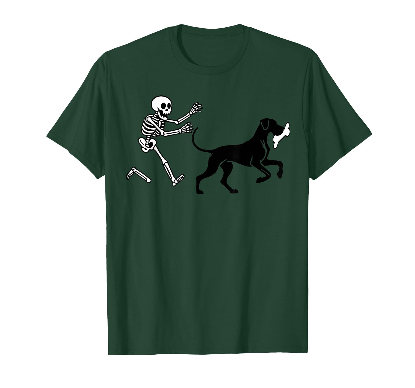 Funny Great Dane Running Skeleton Halloween T-Shirt