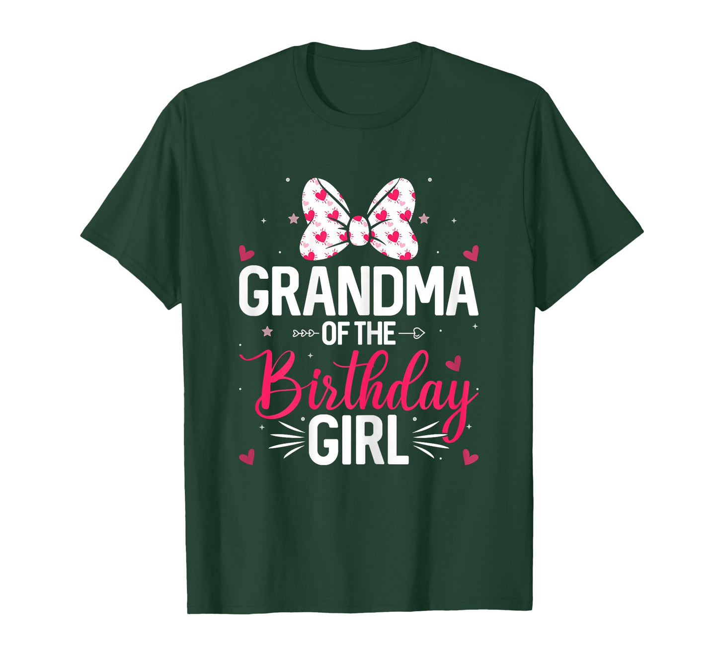 Cute Pink Bow Grandma of The Birthday Girl T-Shirt