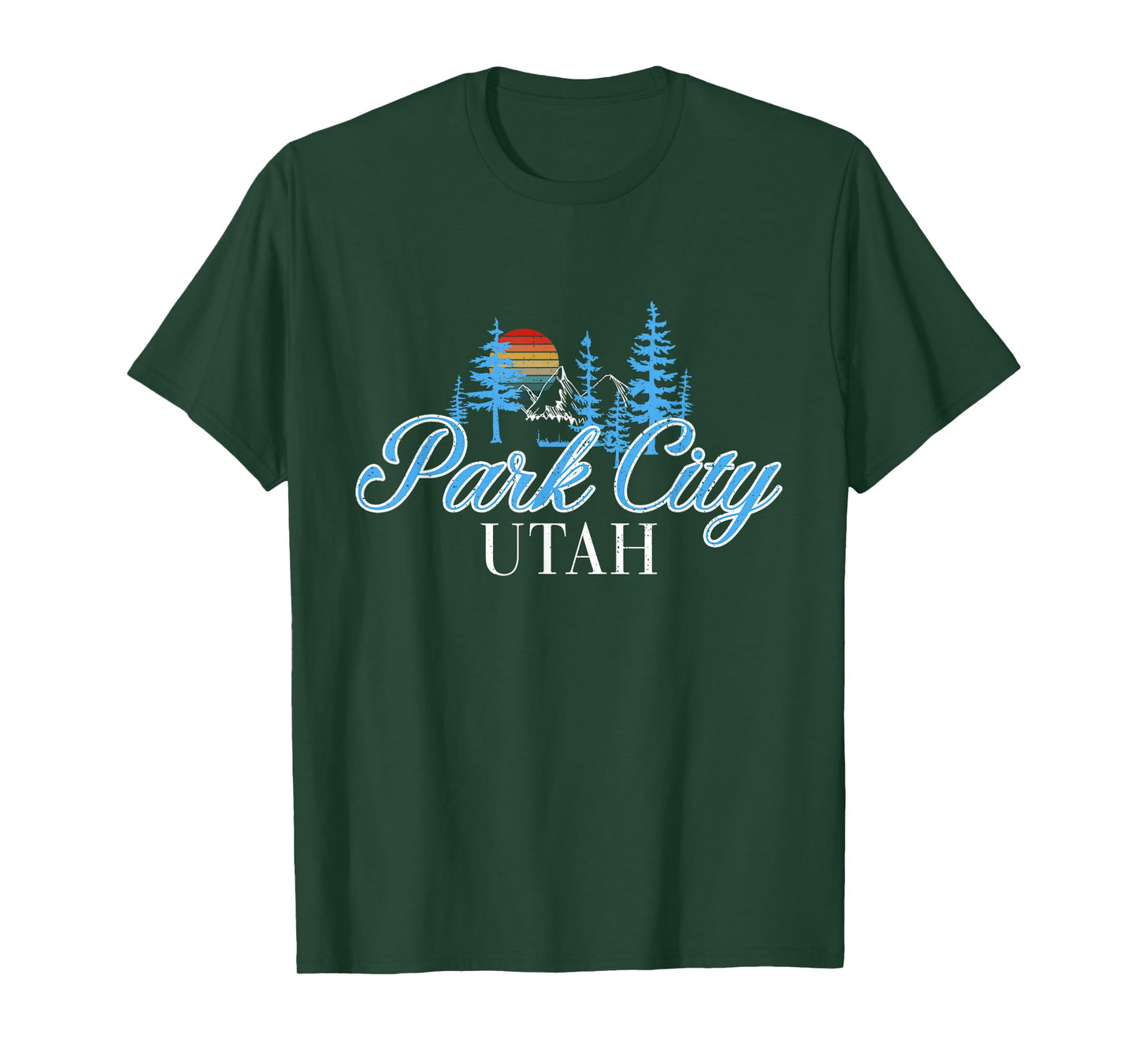 Utah Park City Winter Alpine Ski Retro Sunset Mountain T-Shirt