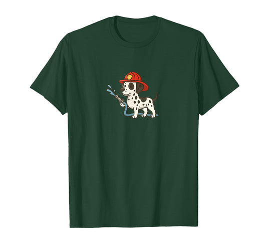Dalmatian Firefighter Hose Fire Fighting - Funny Dog Mom Dad T-Shirt