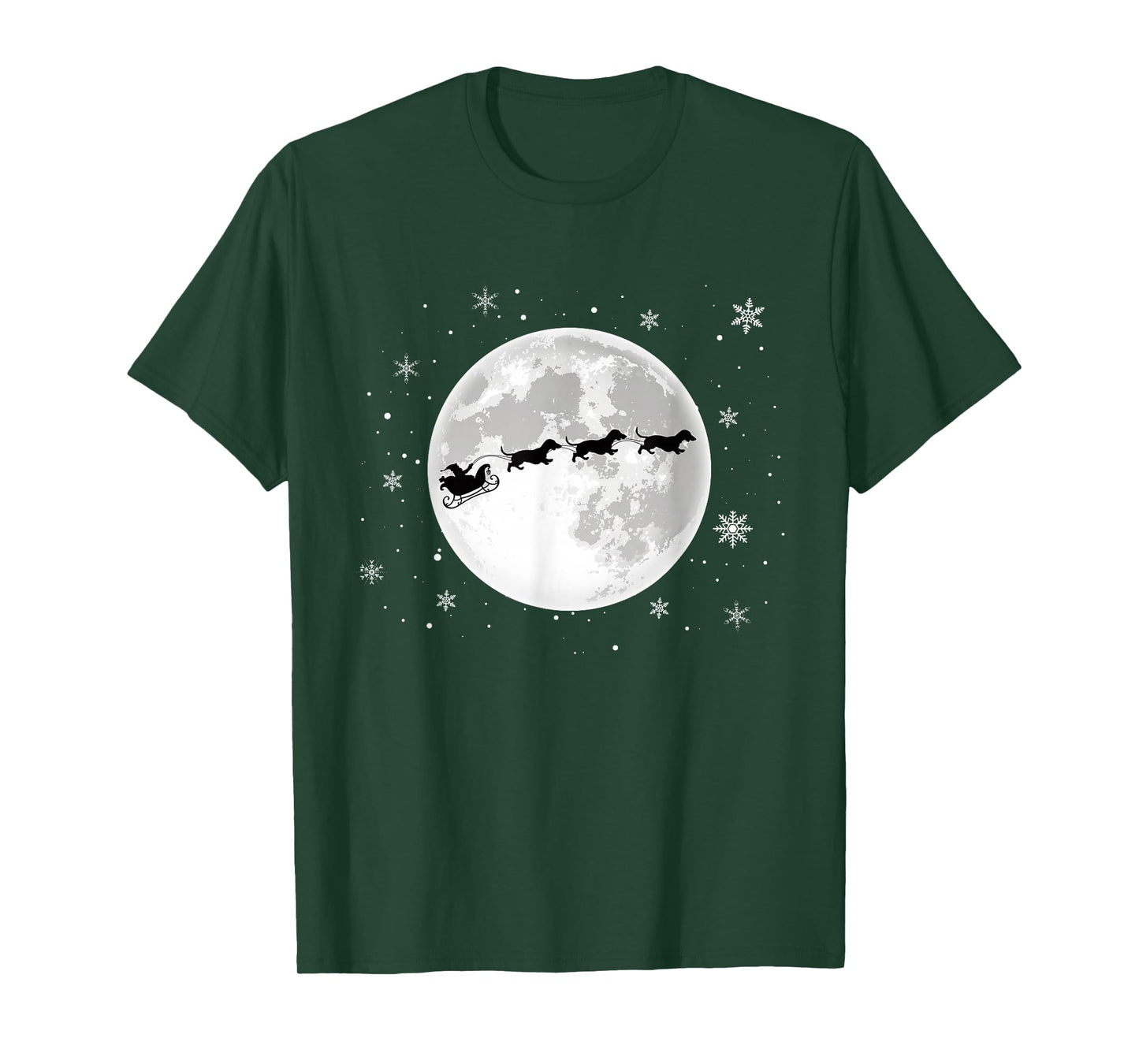 Dachshund Santa Sleigh Flying Funny Wiener Dog Christmas T-Shirt