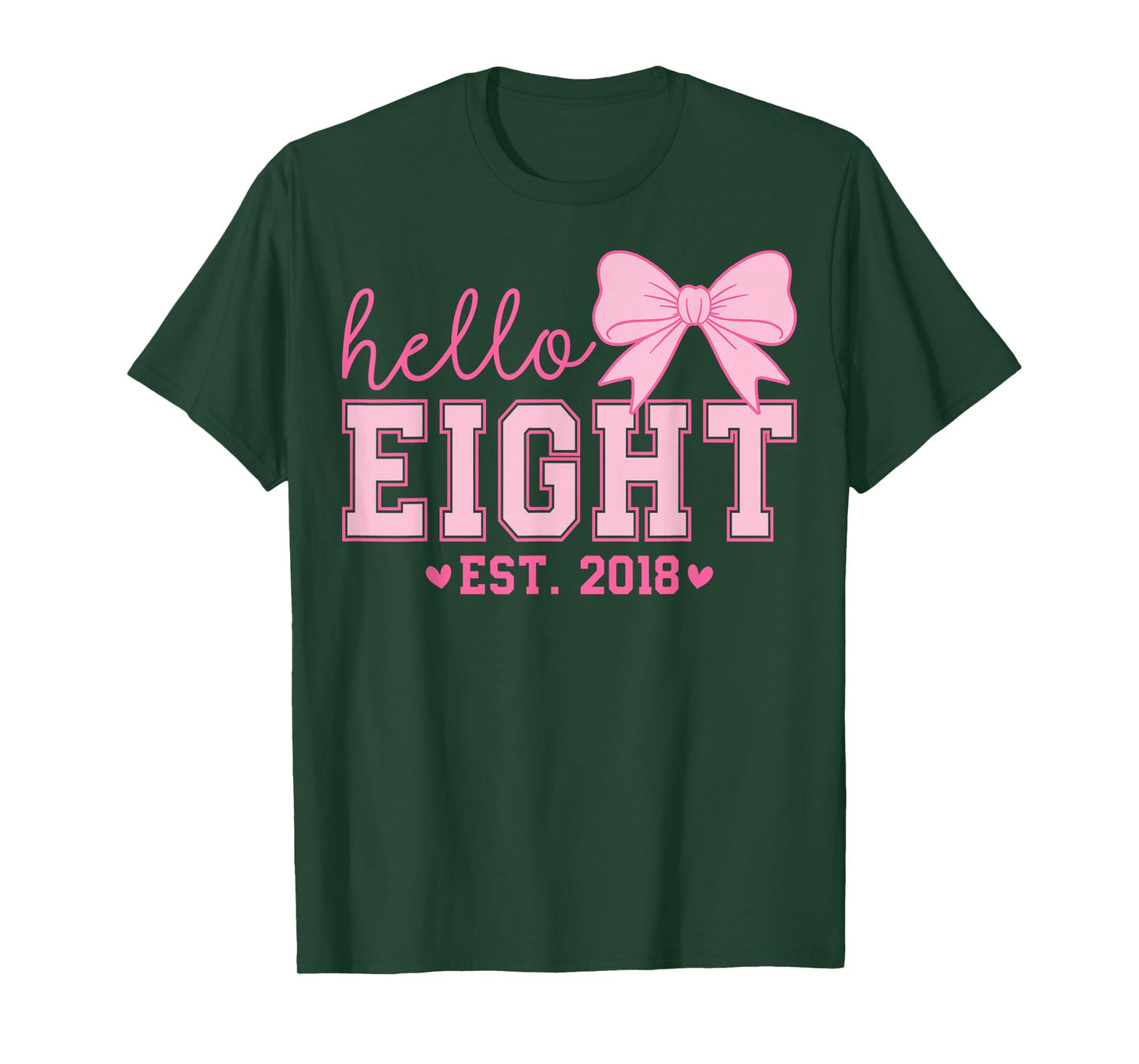 Hello Eight Est 2018 Coquette Bow 8th Birthday Girl T-Shirt
