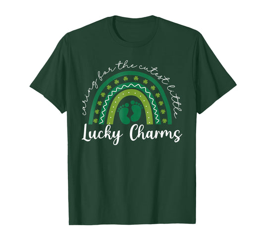 Caring for The Cutest Lucky Charms NICU St Patricks Day T-Shirt