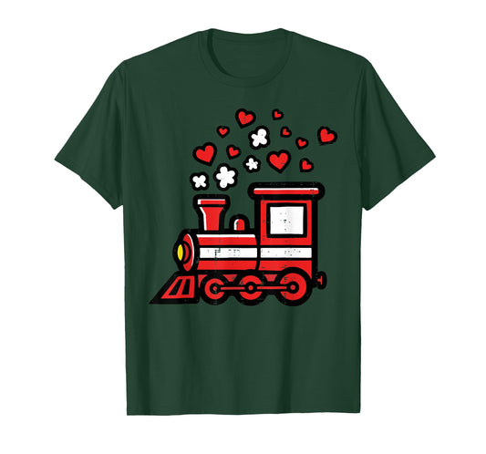 Valentines Day Train Cute Locomotive Boys Kids Toddler T-Shirt