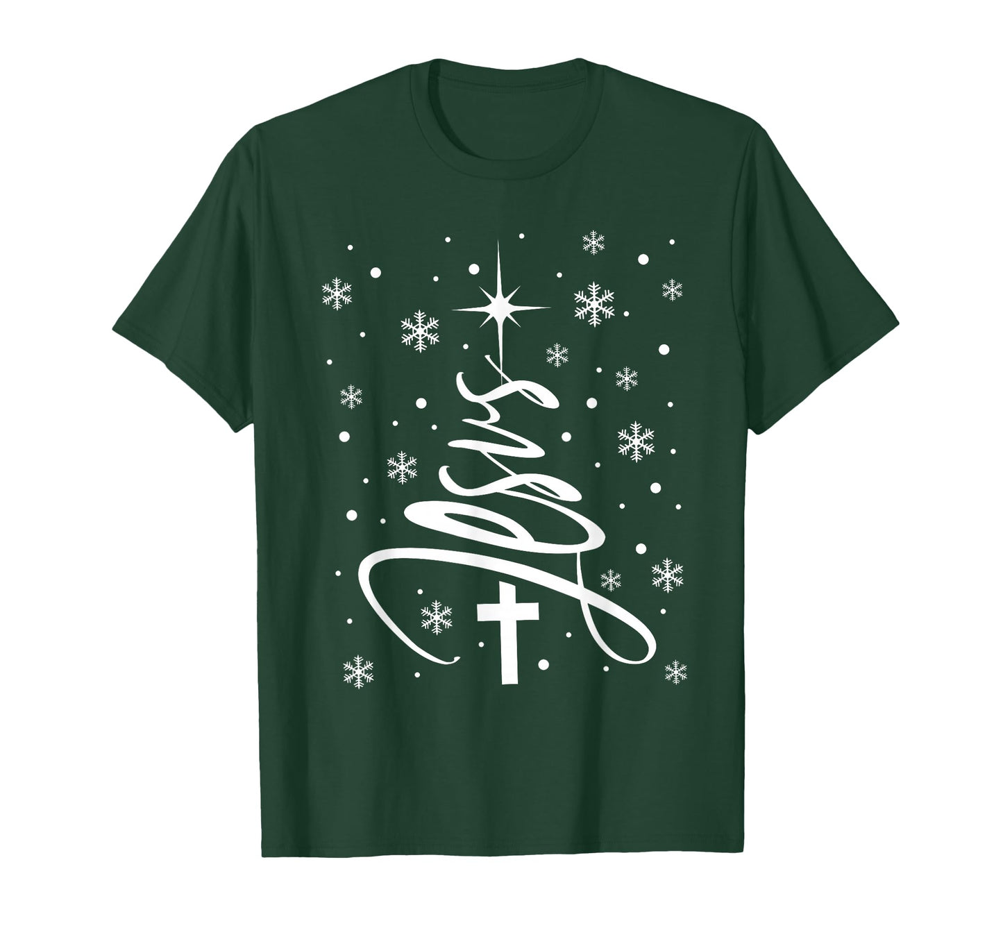 Jesus Christian Xmas Tree Snowflake Holiday Merry Christmas T-Shirt