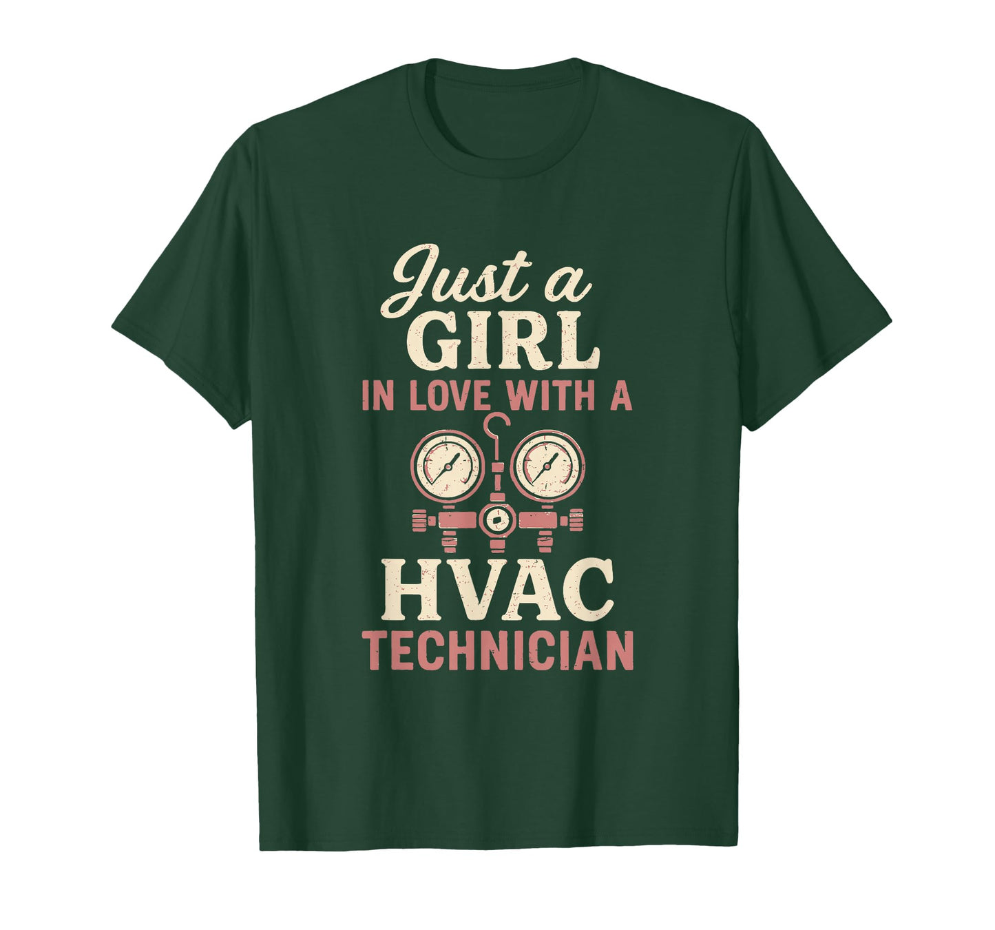 Just A Girl Love with Funny HVAC Tech Wife Girlfriend Mom T-Shirt