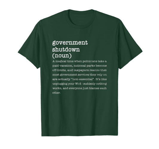 Funny Government Shutdown Definition Vintage Men Women T-Shirt