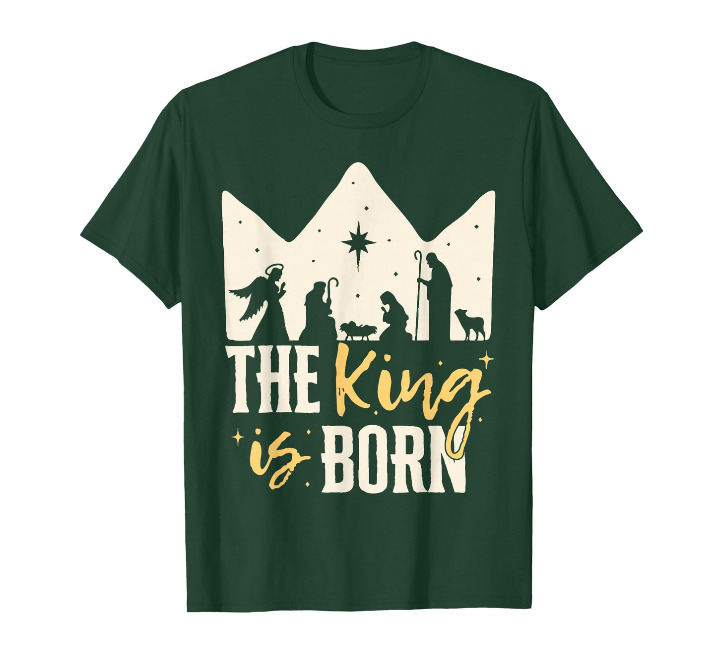 Retro The King is Born Jesus Christ Nativity Scene Christian T-Shirt
