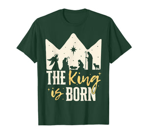 Retro The King is Born Jesus Christ Nativity Scene Christian T-Shirt