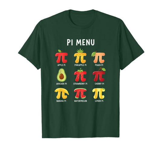 Pi Menu 3,14 Pi Number Symbol Math Teacher Funny Fruit Pie T-Shirt