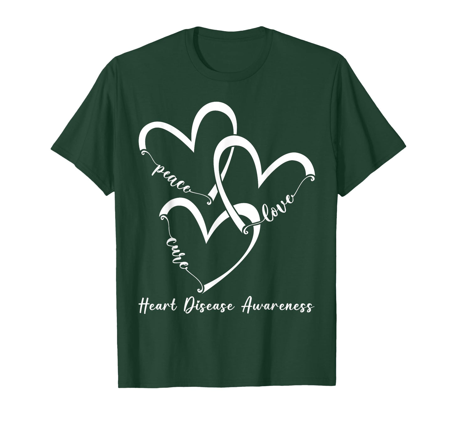 Peace Love Heart Disease Awareness Month We Go Red Men Women T-Shirt