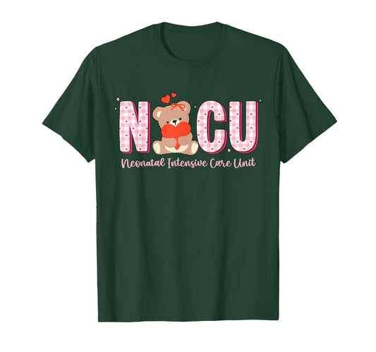 NICU Nurse Valentine Cute Bear Neonatal Intensive Care Unit T-Shirt