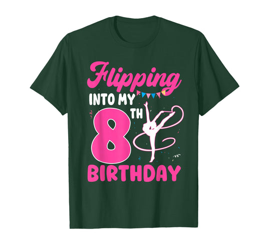 8 Year Old Girl Flipping Into My 8th Birthday Gymnastics T-Shirt