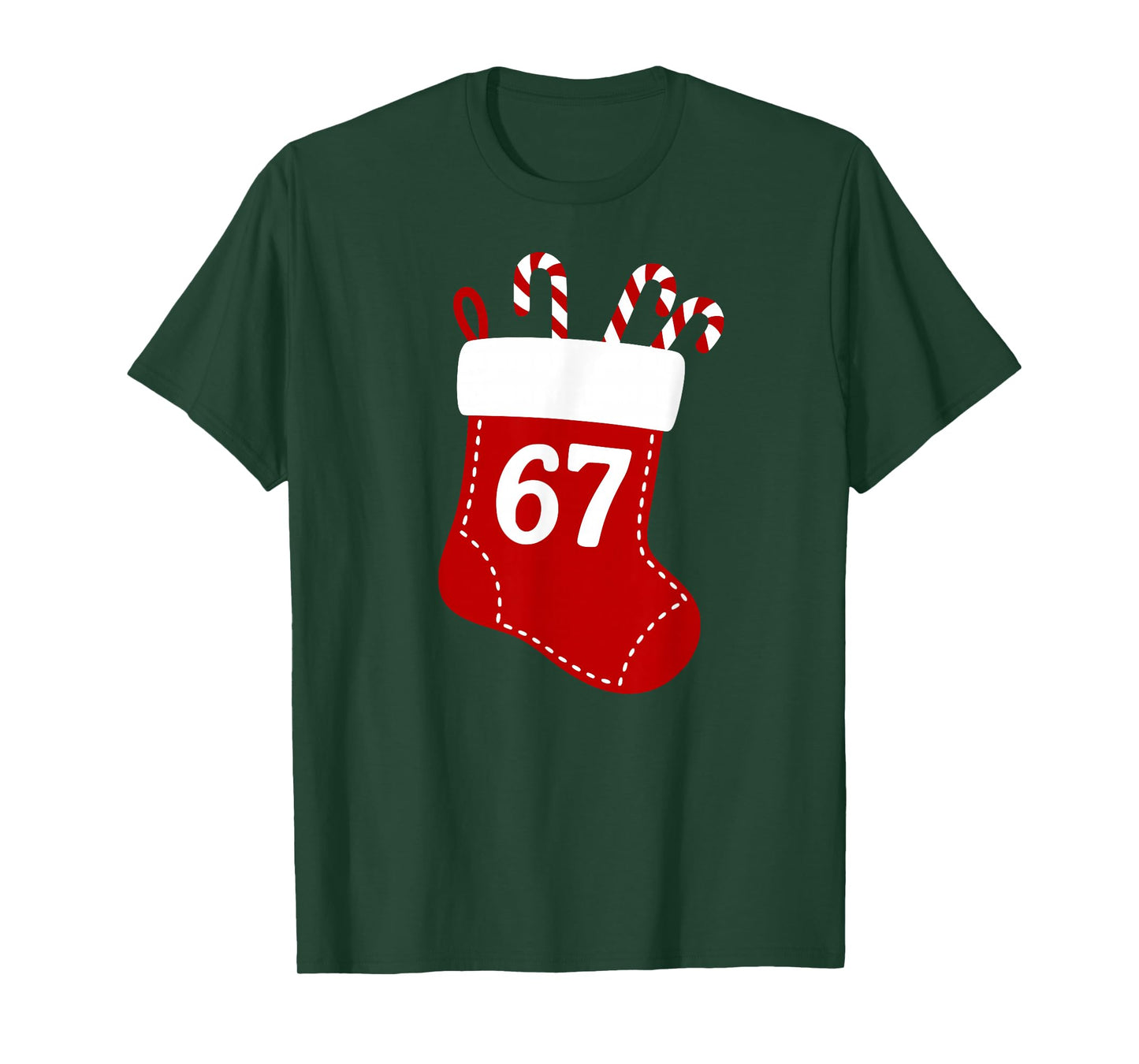 Six Seven Kids 67 Boys Girls 6 7 Christmas Stocking Xmas Tee T-Shirt