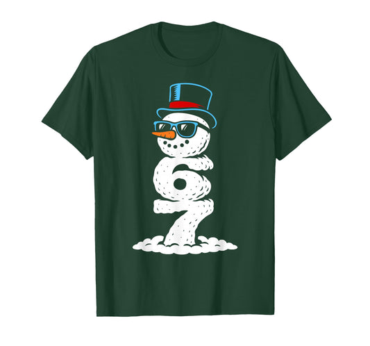 Six Seven Snowman Cool Christmas 6 7 Holiday Rizz Kids Fun T-Shirt