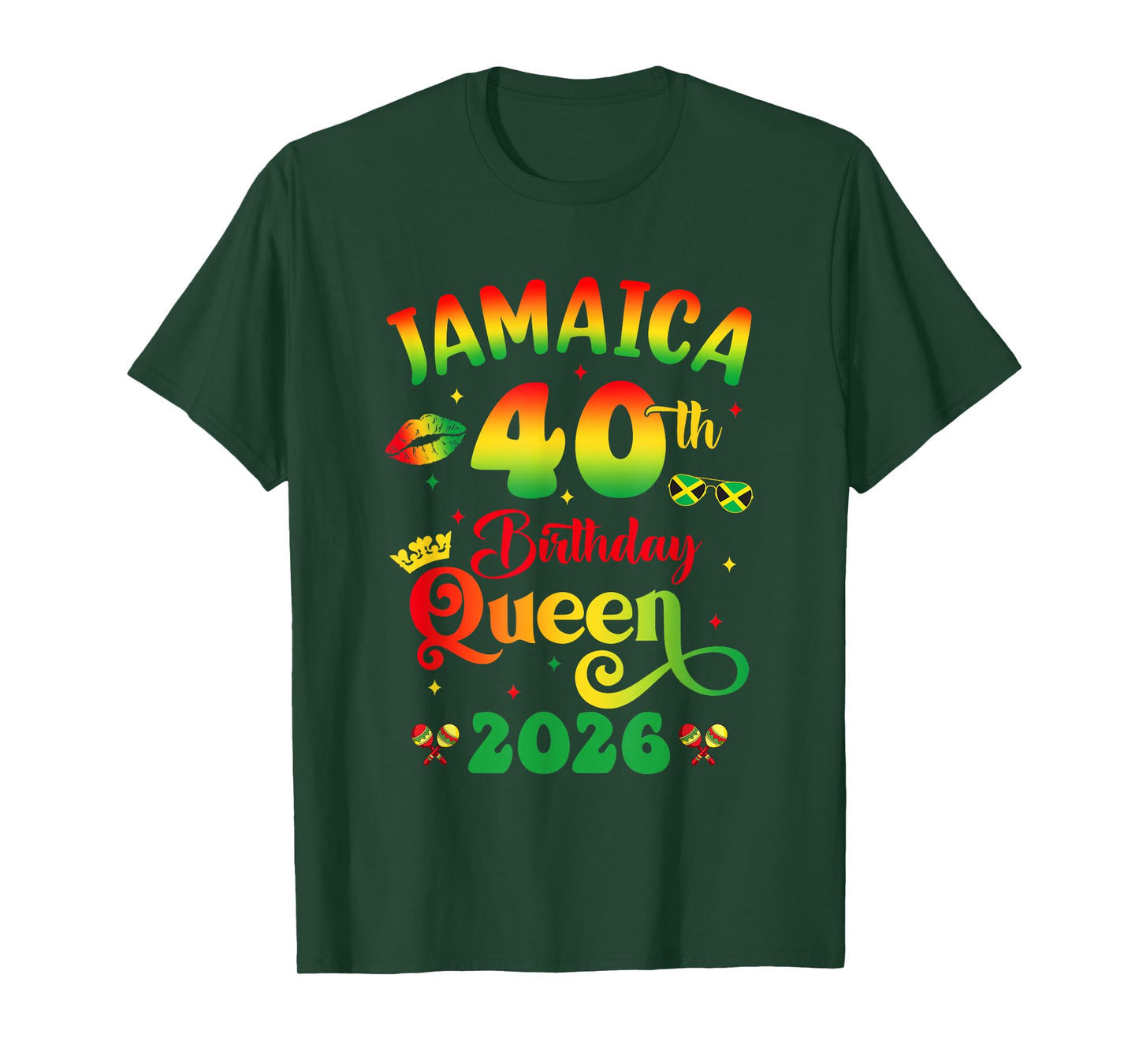 40Th Birthday Queen Jamaica Girl Matching Party 2026 T-Shirt