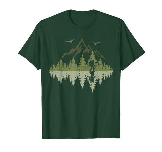 Bigfoot Walking Forest Sasquatch Woods Parks Men Women T-Shirt