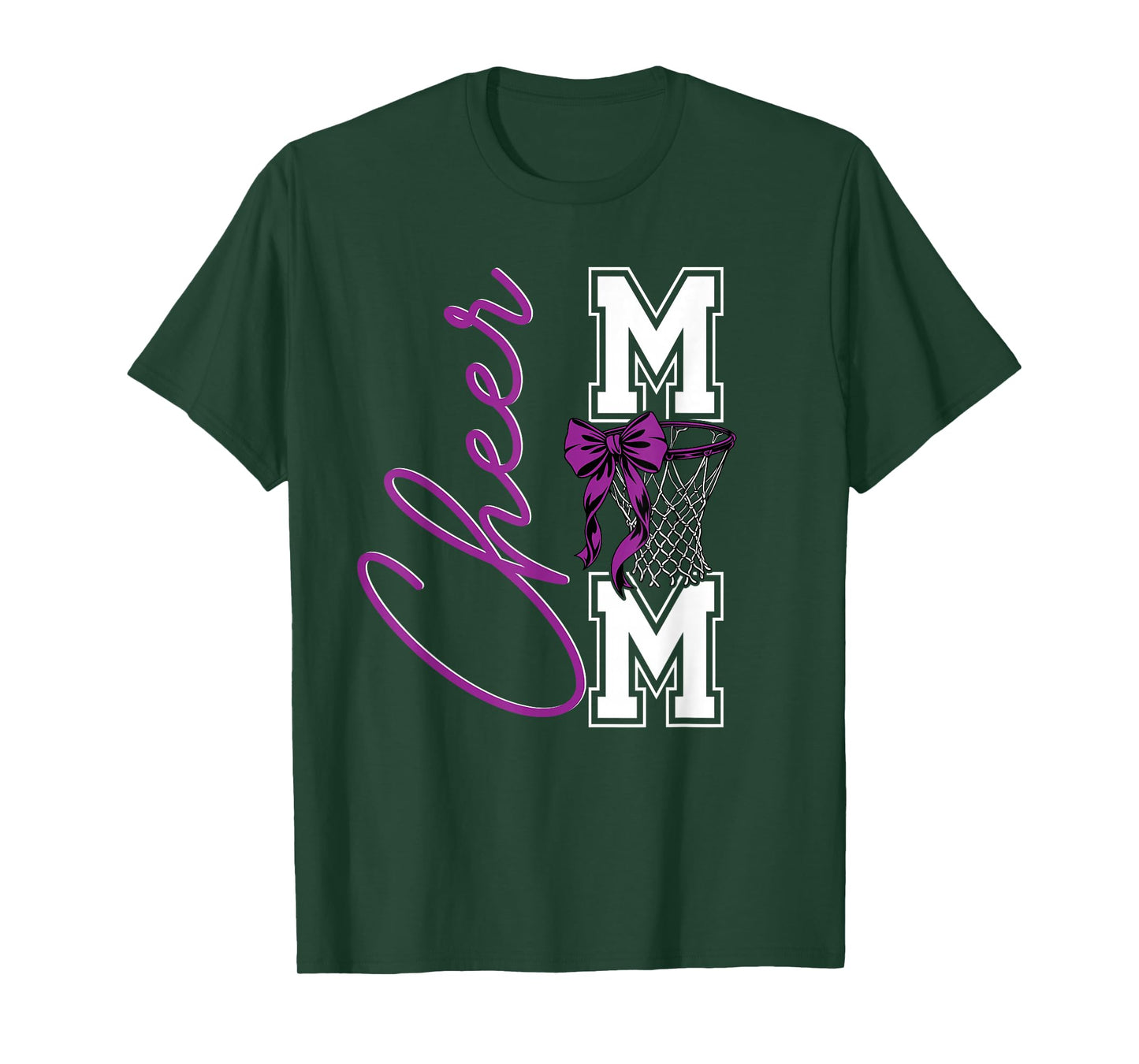 Basketball Game Cheerleading Sport Cheer Mom Mama Bow Purple T-Shirt