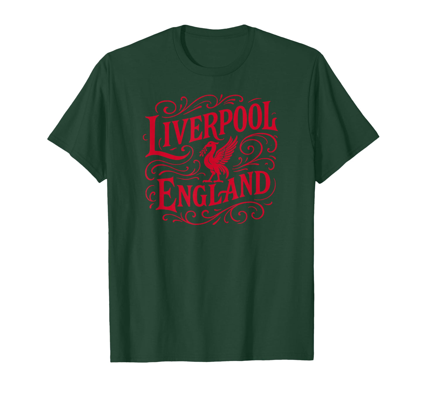 Vintage Liverpool England Liverbird Red Print T-Shirt