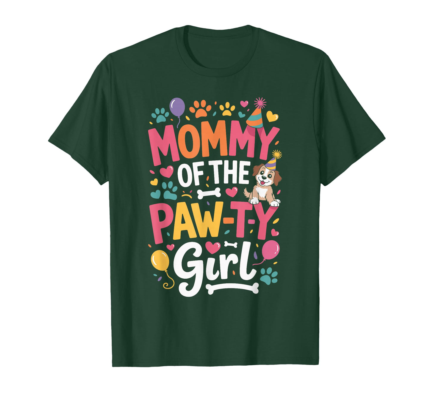 Mommy of The Paw-ty Girl Cute Dog Birthday Mom Party Graphic T-Shirt