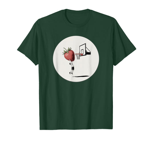 Basketball Player Dunking Giant Strawberry, Funny T-Shirt