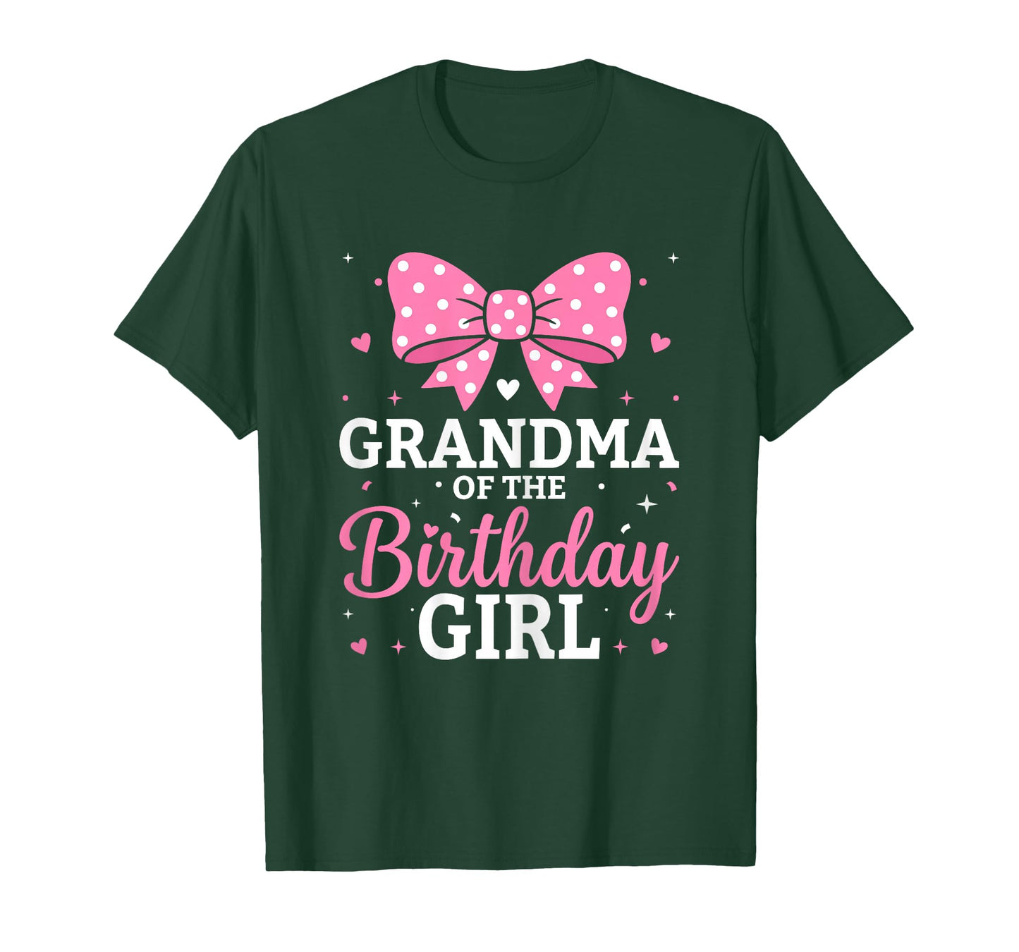 Cute Pink Bow Grandma of The Birthday Girl Grandmother T-Shirt