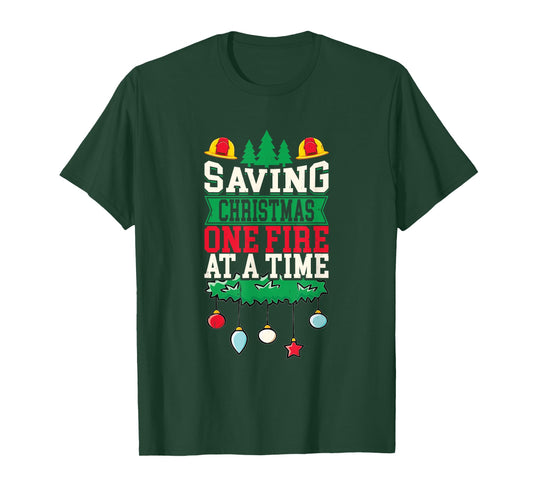 Santa Fireman Xmas Firefighting Funny Firefighter Christmas T-Shirt
