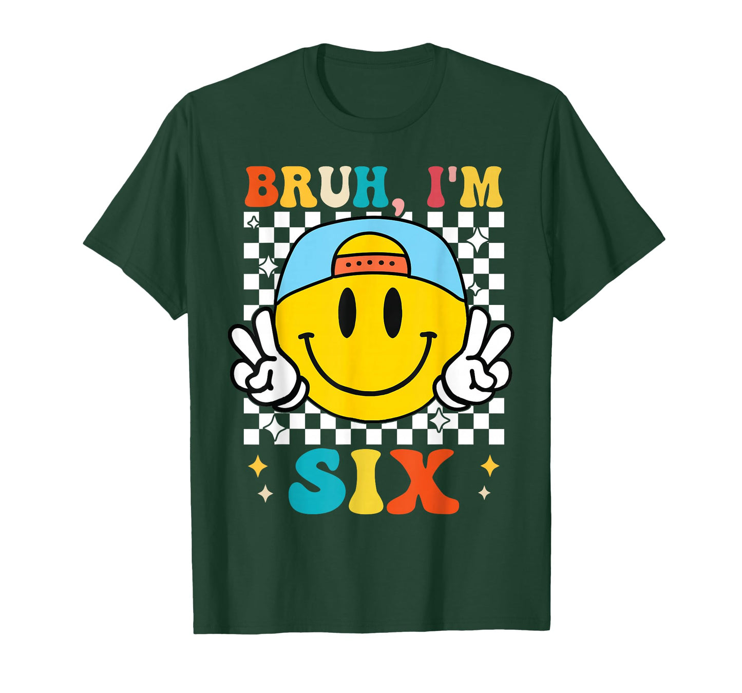 Bruh I'm Six 6 6th Birthday Groovy Boys Girls 6 Years Old T-Shirt