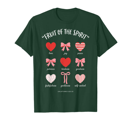 Fruit of The Spirit Bows Hearts Galatians 5:22 Christian T-Shirt