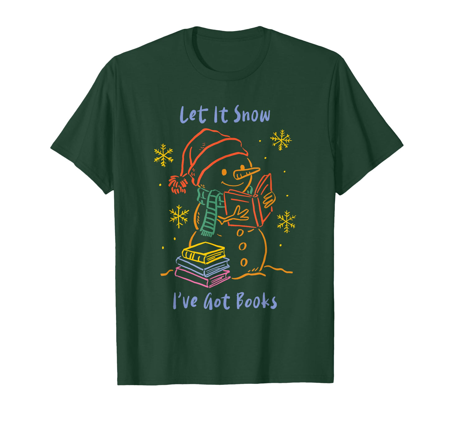 Let It Snow I’ve Got Books, Cozy Snowman Reading Winter Cute T-Shirt