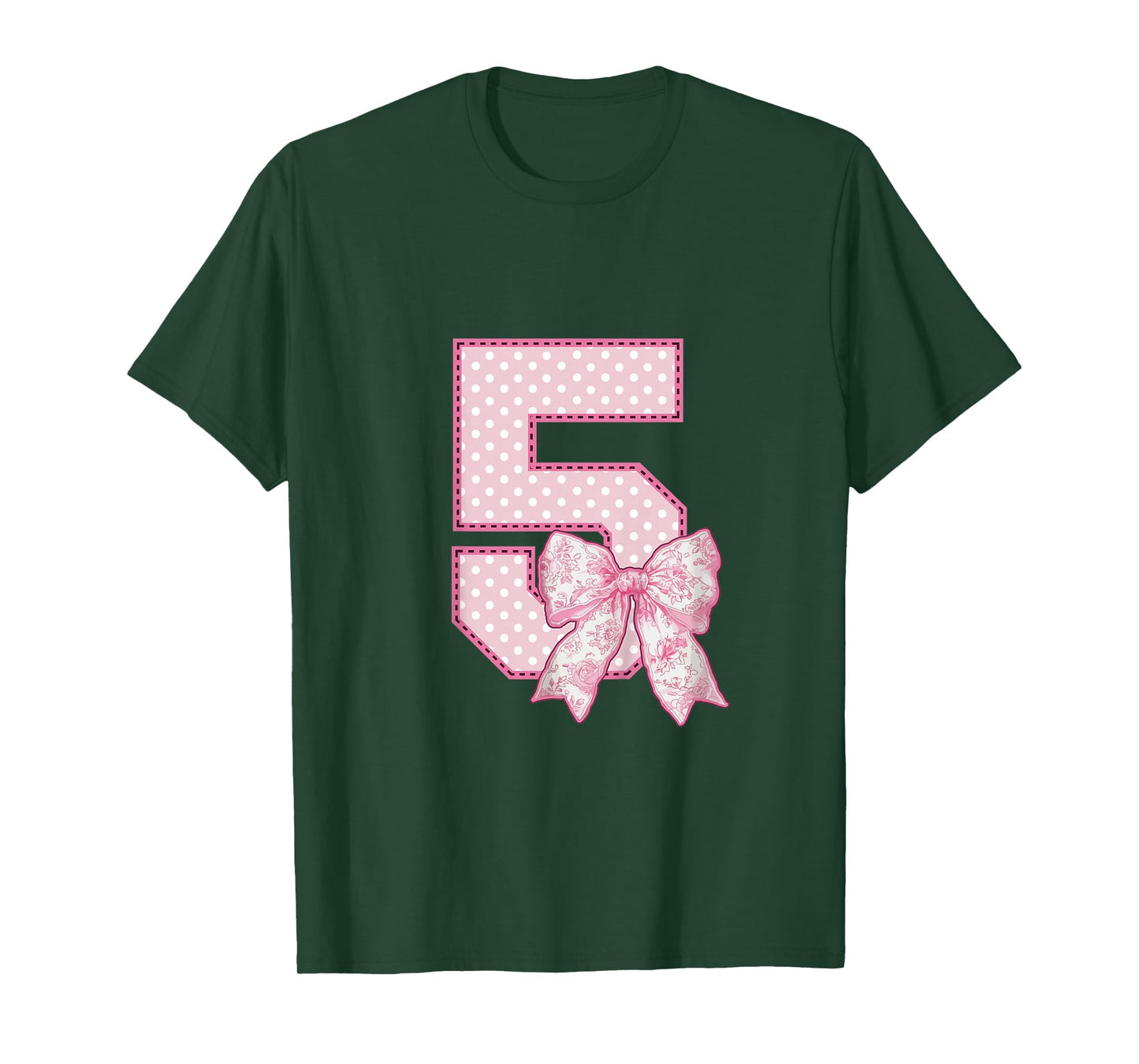 Kids 5th Birthday Shirt Girl Coquette Bow Kids Five 5 Year Old T-Shirt