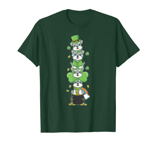 Funny Miniature Schnauzer St Patricks Day Womens Mens Kids T-Shirt