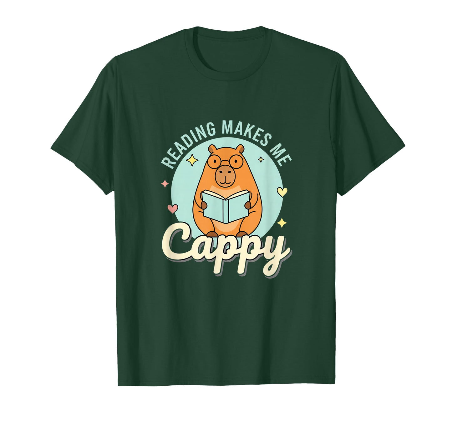Reading Makes Me Cappy Bookworm Funny Capybara Book Reading T-Shirt