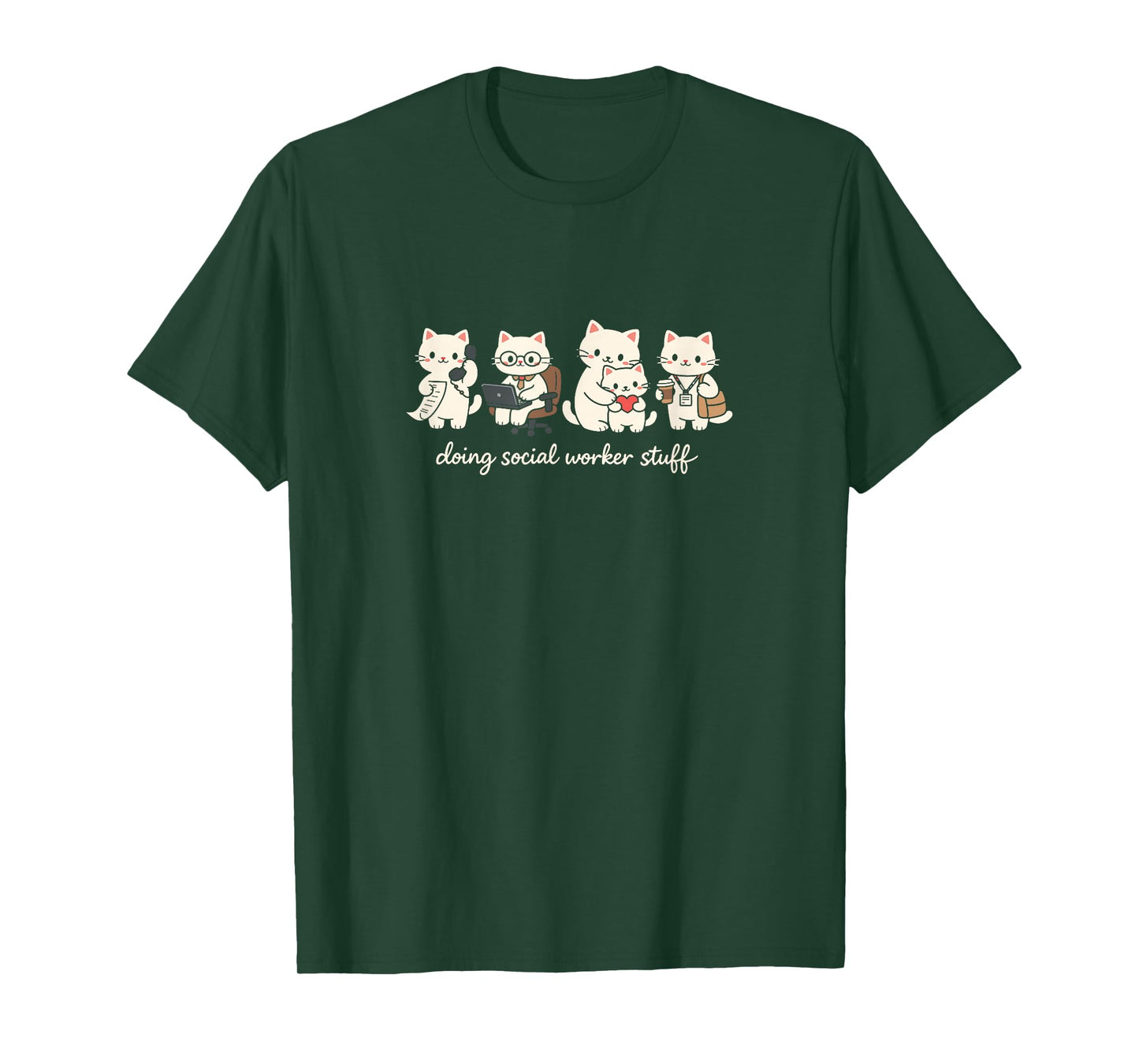 Cute Cat Doing Social Worker Stuff Mental Health Worker T-Shirt