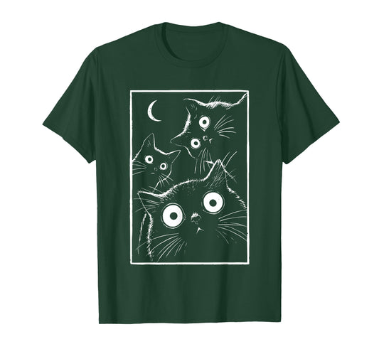 Vintage Black cat Moon T-Shirt