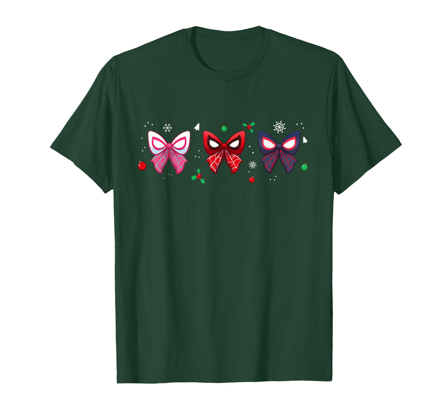 Marvel Spider-Man Trio Christmas Coquette Cute Holiday Bows T-Shirt