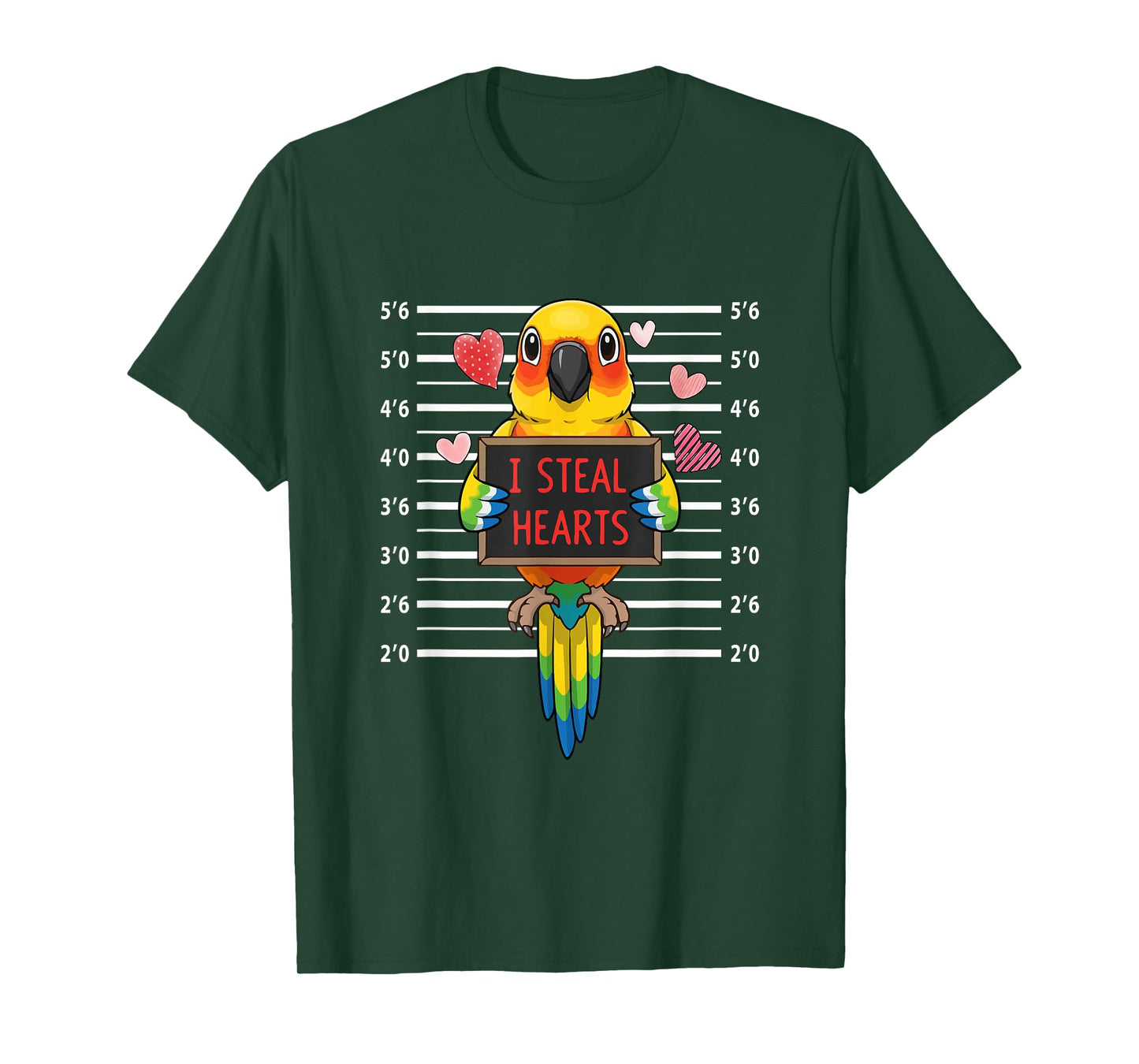 I Steal Cute Hearts Valentine's Day Sun Conure Bird Lover T-Shirt