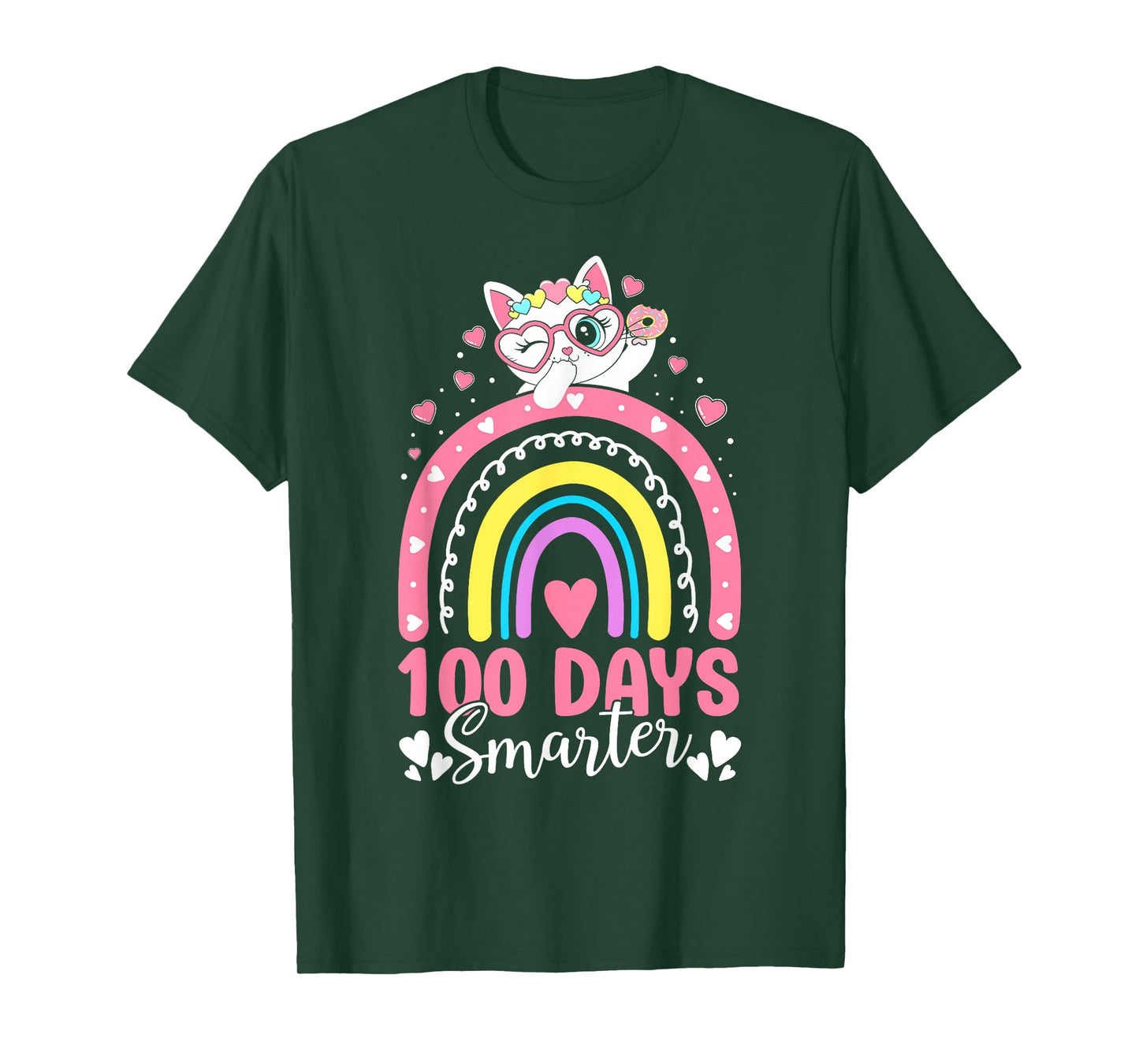 100 Days of School Kids Kitten Cat 100th Day of School Girls T-Shirt