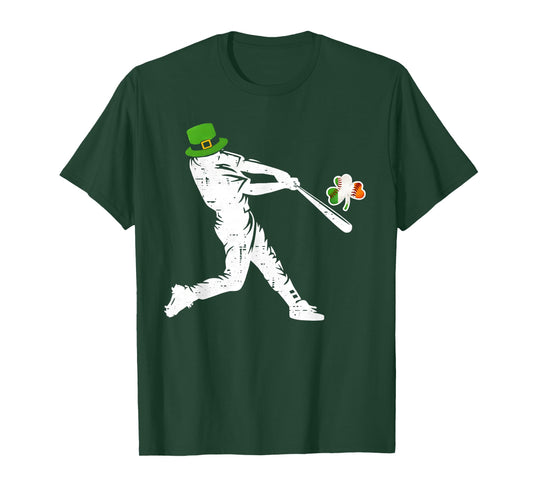 St Patrick’s Day Baseball Batter Silhouette Shamrock Men T-Shirt