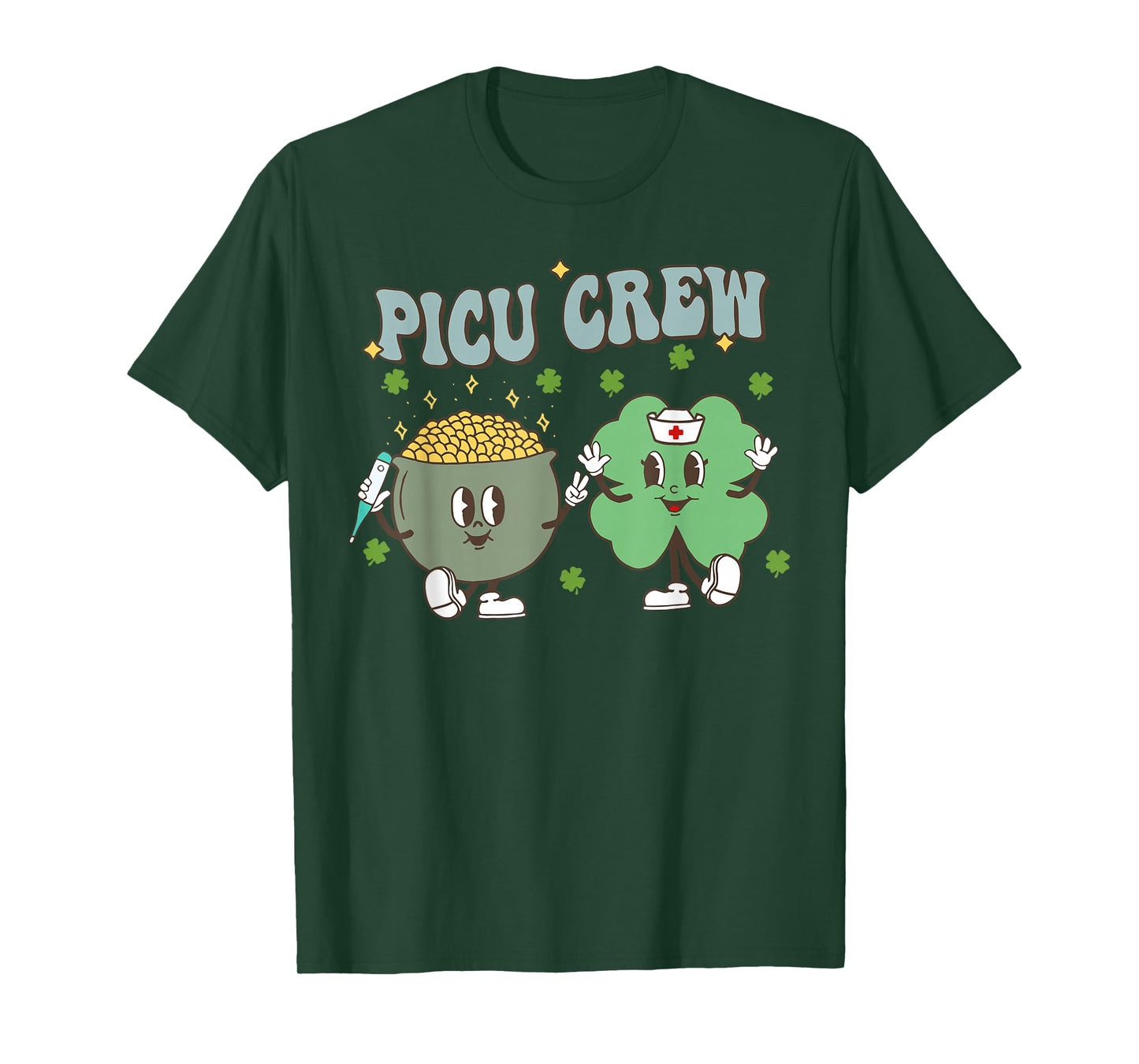 PICU Crew Shamrock St Patricks Day Pediatric ICU Nurse RN T-Shirt