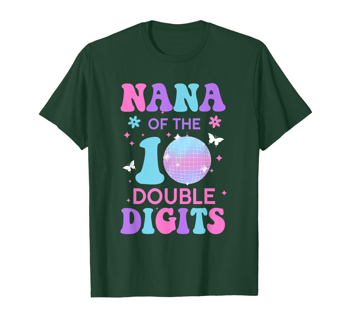 Nana of The Birthday Girl Double Digits Disco Ball 10th T-Shirt