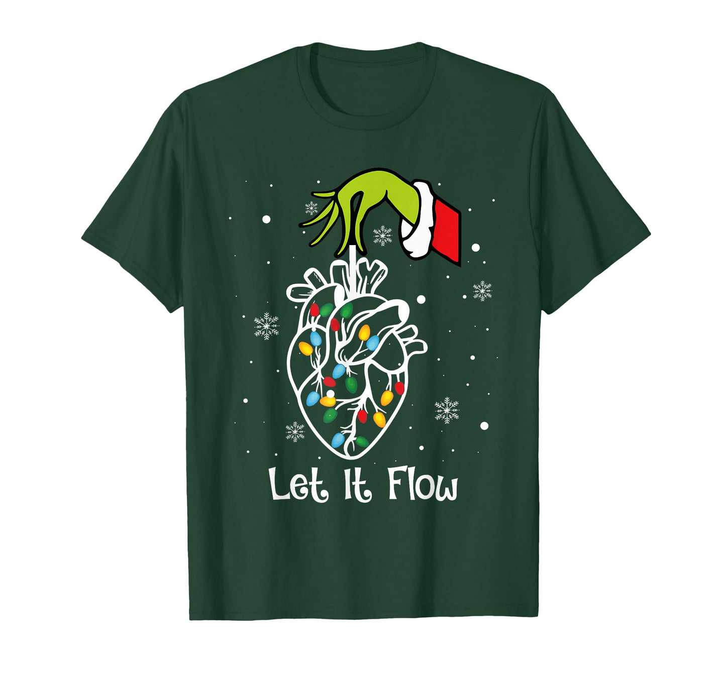 Funny Let It Flow Anatomy Heart Cardiac Nurse Santa Hat Xmas T-Shirt