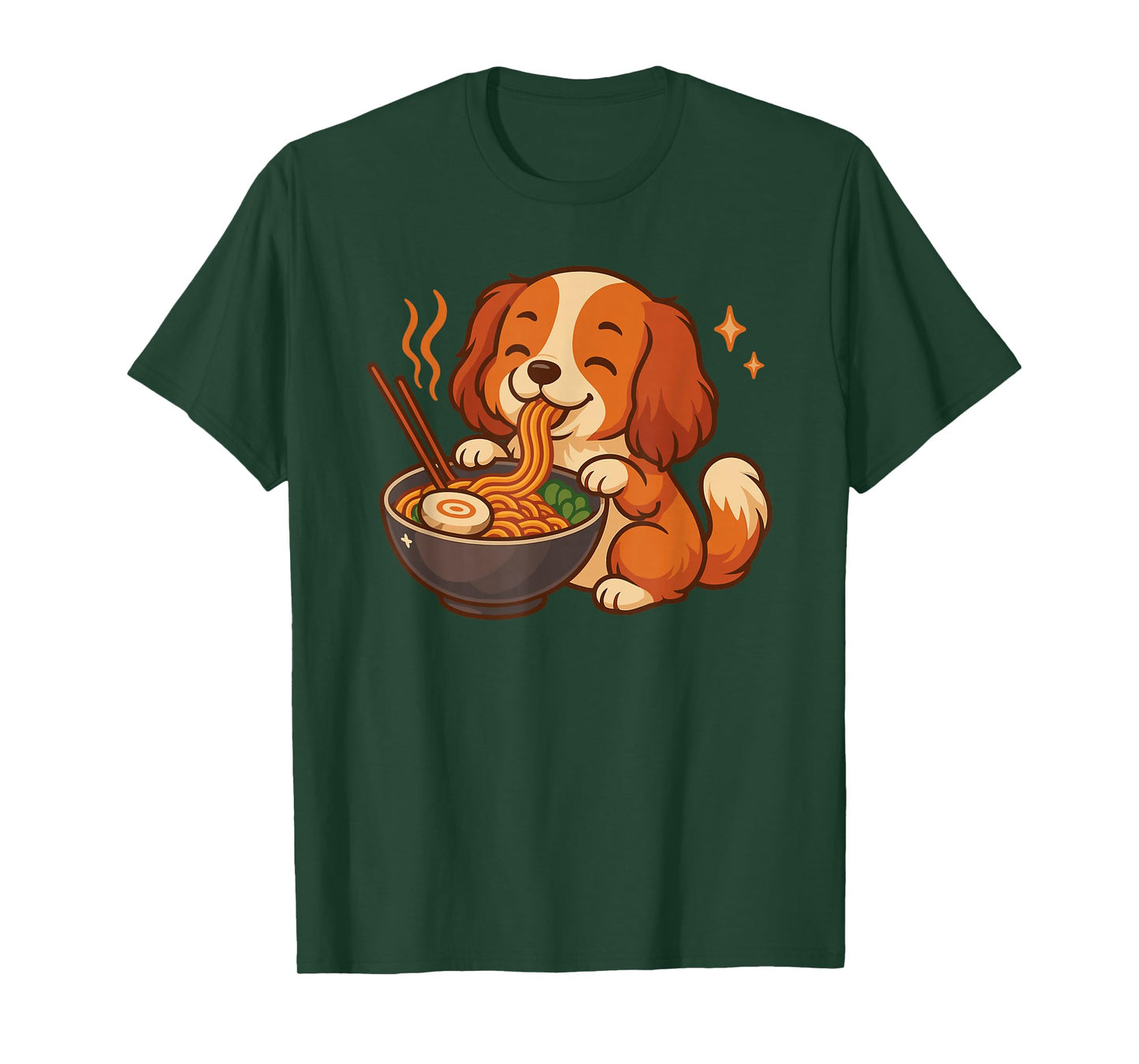 Cavalier Charles King Spaniel with Ramen Noodles Kawaii Dog T-Shirt