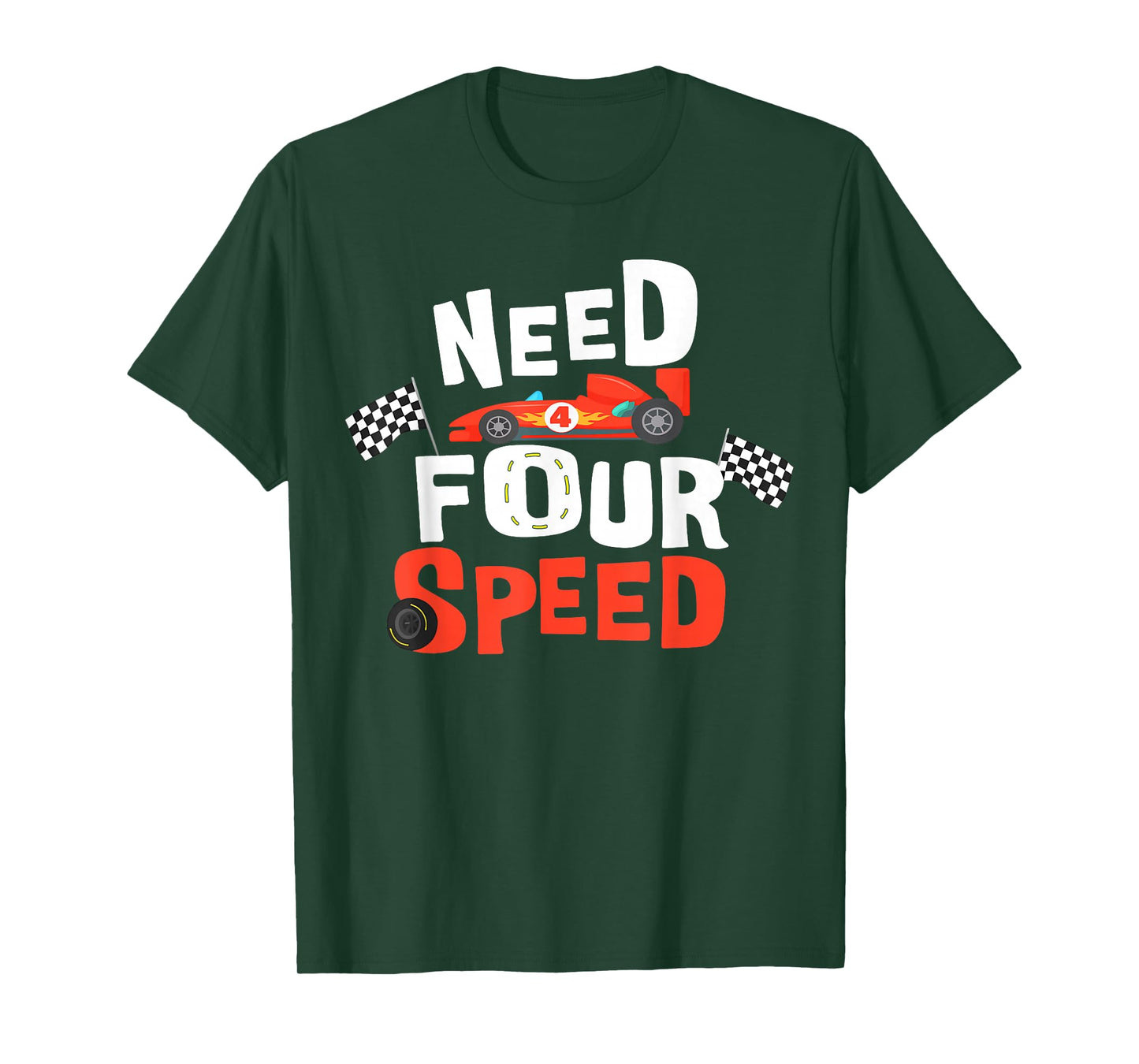 Race Car 4th Birthday Boy Need Four Speed 4 Years Old Bday T-Shirt