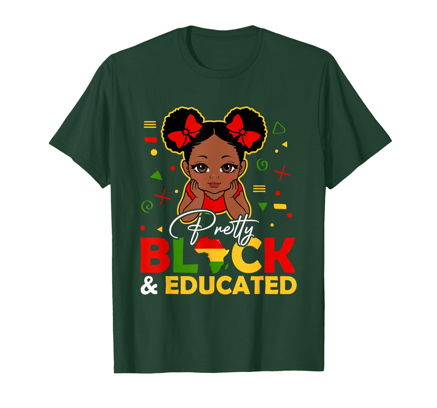 Black History Month Pretty Black and Educated Afro Girls T-Shirt